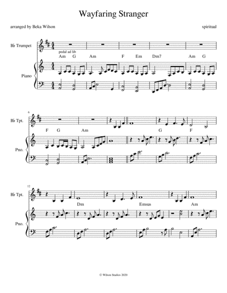 Wayfaring Stranger (arr. Beka Wilson)