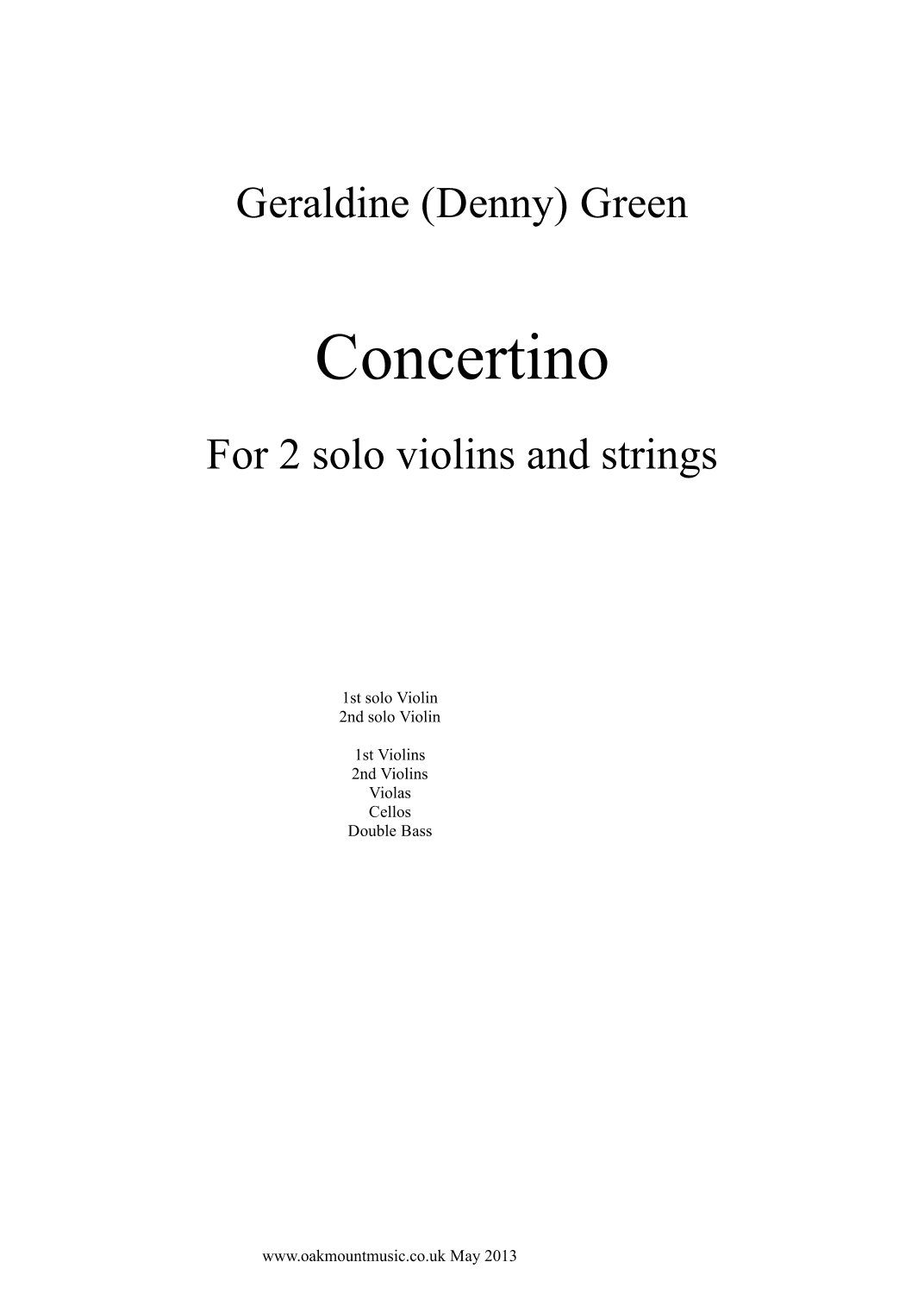 Concertino For Two Solo Violins and Strings (Standard Arrangement)