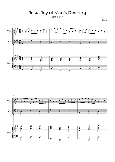 Jesu, Joy of Man's Desiring - Violin and Cello with piano (arr. Alex Nunes Rodrigues)