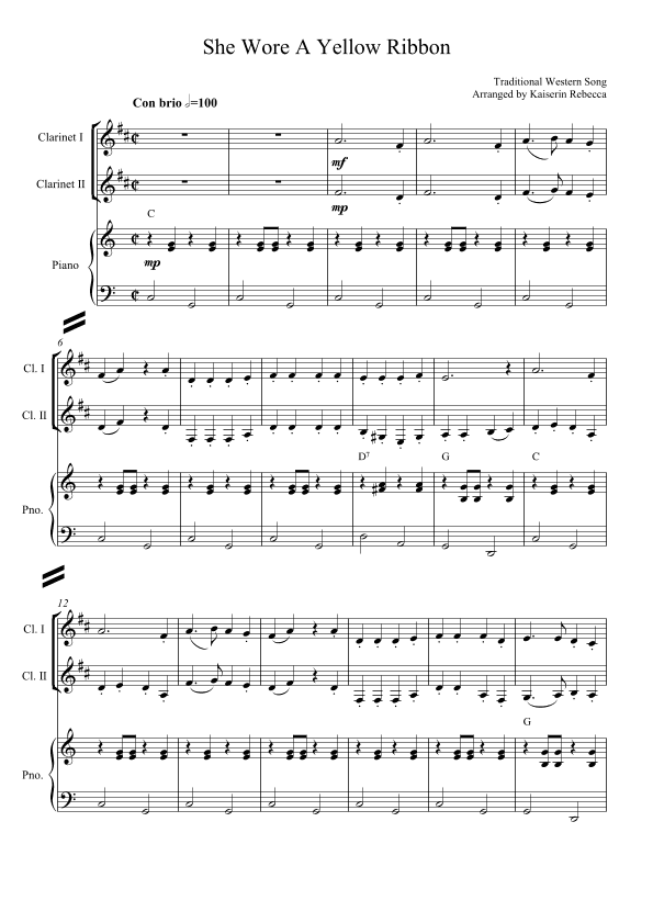 She Wore A Yellow Ribbon (arr. Kaiserin Rebecca)