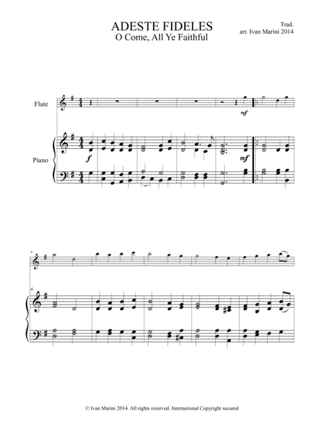 ADESTE FIDELES - O COME, ALL YE FAITHFUL - for Flute and Piano (arr. Ivan Marini)