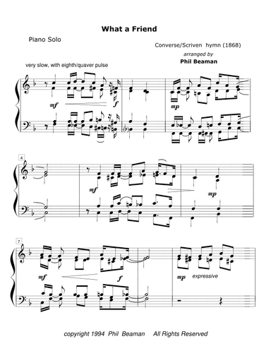 What A Friend-piano solo (arr. Phil Beaman)