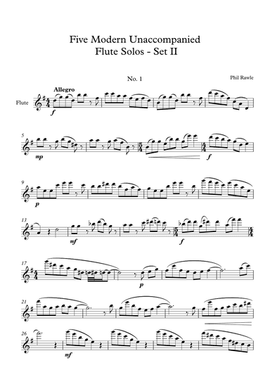 Five Modern Unaccompanied flute Solos - Set II