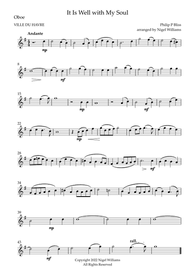 It Is Well with My Soul, for Oboe and Bassoon Duet (arr. Nigel Williams)