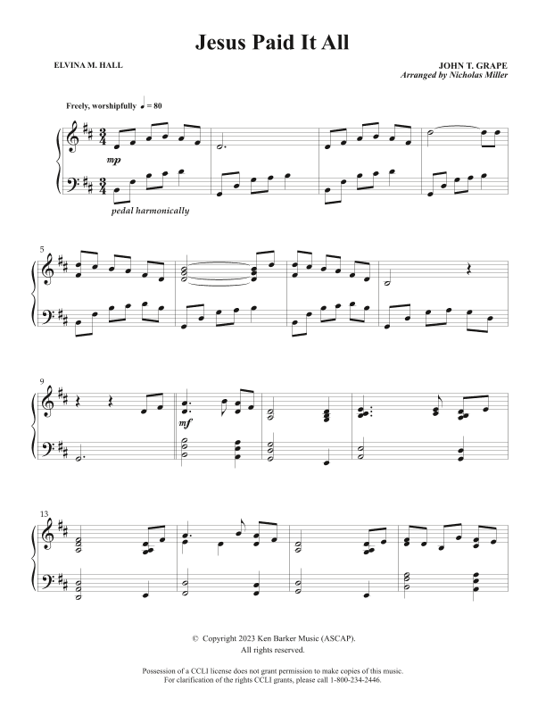 Jesus Paid It All (arr. Nicholas Miller)