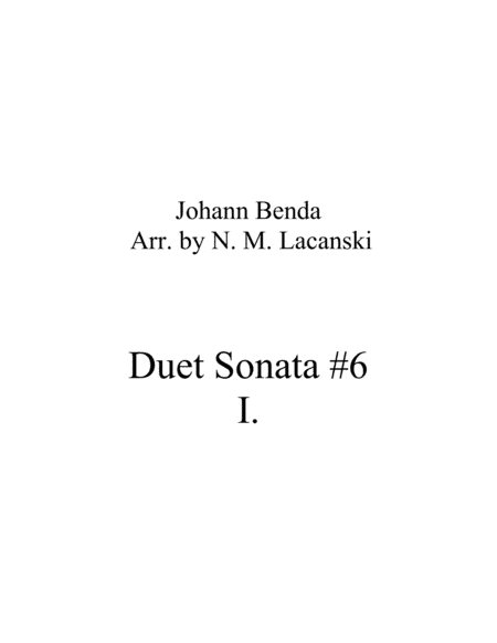 Duet Sonata #6 Movement 1 Andante (arr. Nick Lacanski)