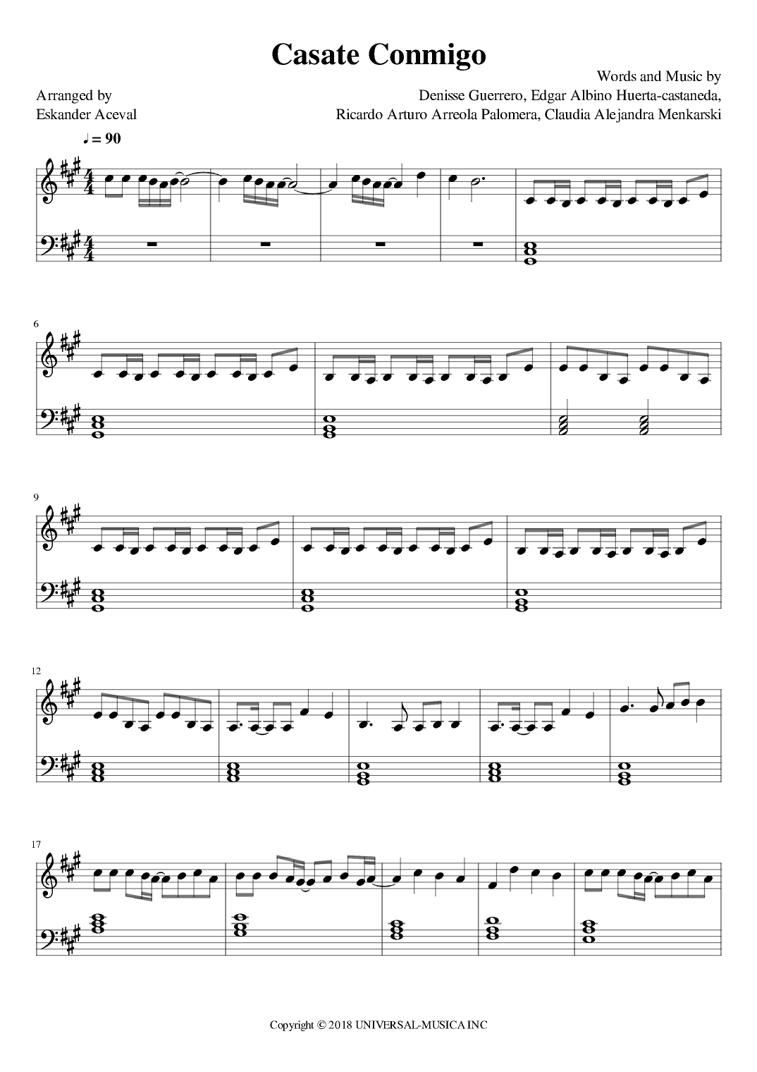 Casate Conmigo (arr. Eskander Aceval)