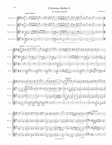 Christmas Medley 6 for clarinet quartet (arr. Bill Malcolm)