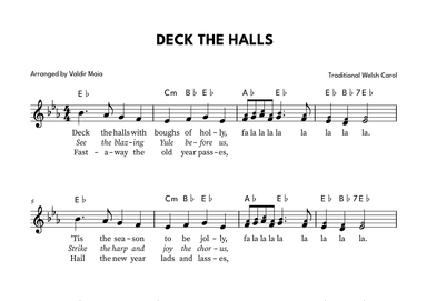 Deck The Halls - Lead Sheet in E flat (arr. Valdir Maia)