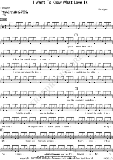 I Want To Know What Love Is (arr. COPYDRUM)