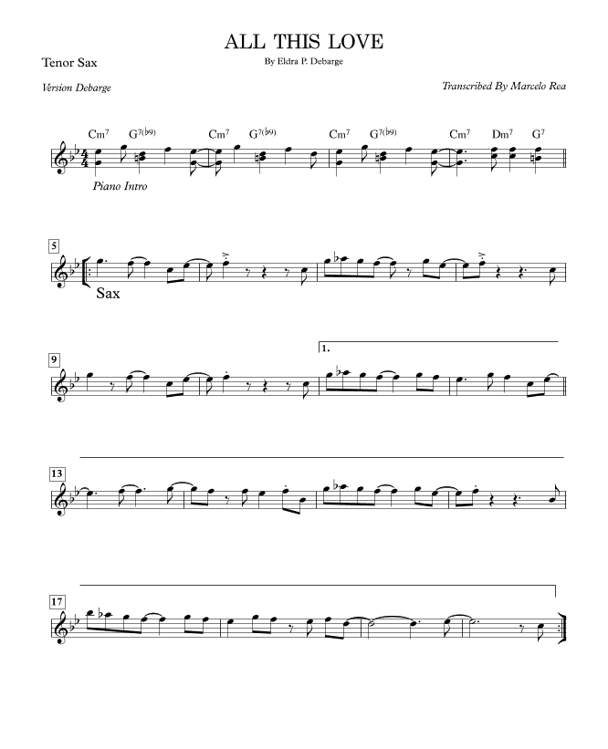 All This Love (arr. Transcribed By Marcelo Rea)