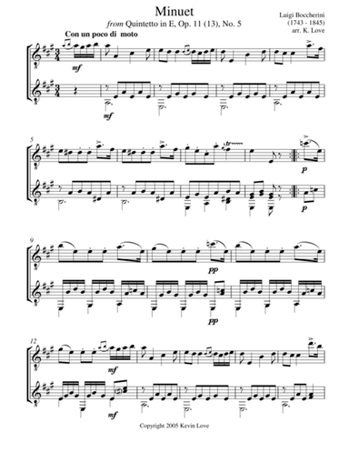 Minuet (Guitar Duo) - Score and Parts (arr. Kevin Love)