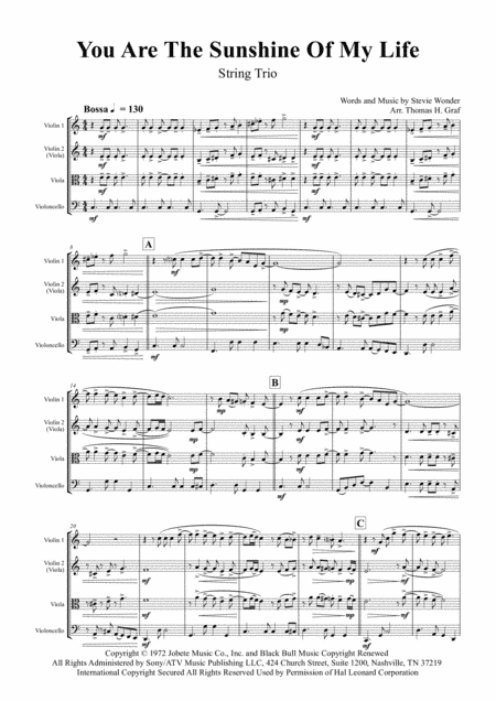 You Are The Sunshine Of My Life (arr. Thomas H. Graf)