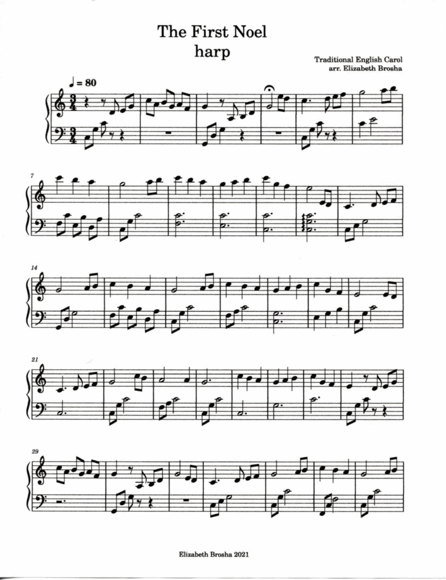 The First Noel Harp Solo (arr. Elizabeth Brosha)