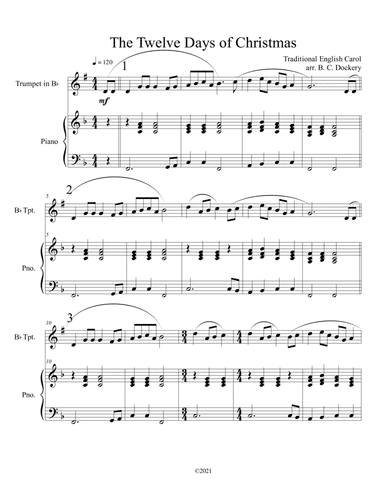 The Twelve Days of Christmas (Trumpet Solo with Piano Accompaniment) (arr. B. C. Dockery)