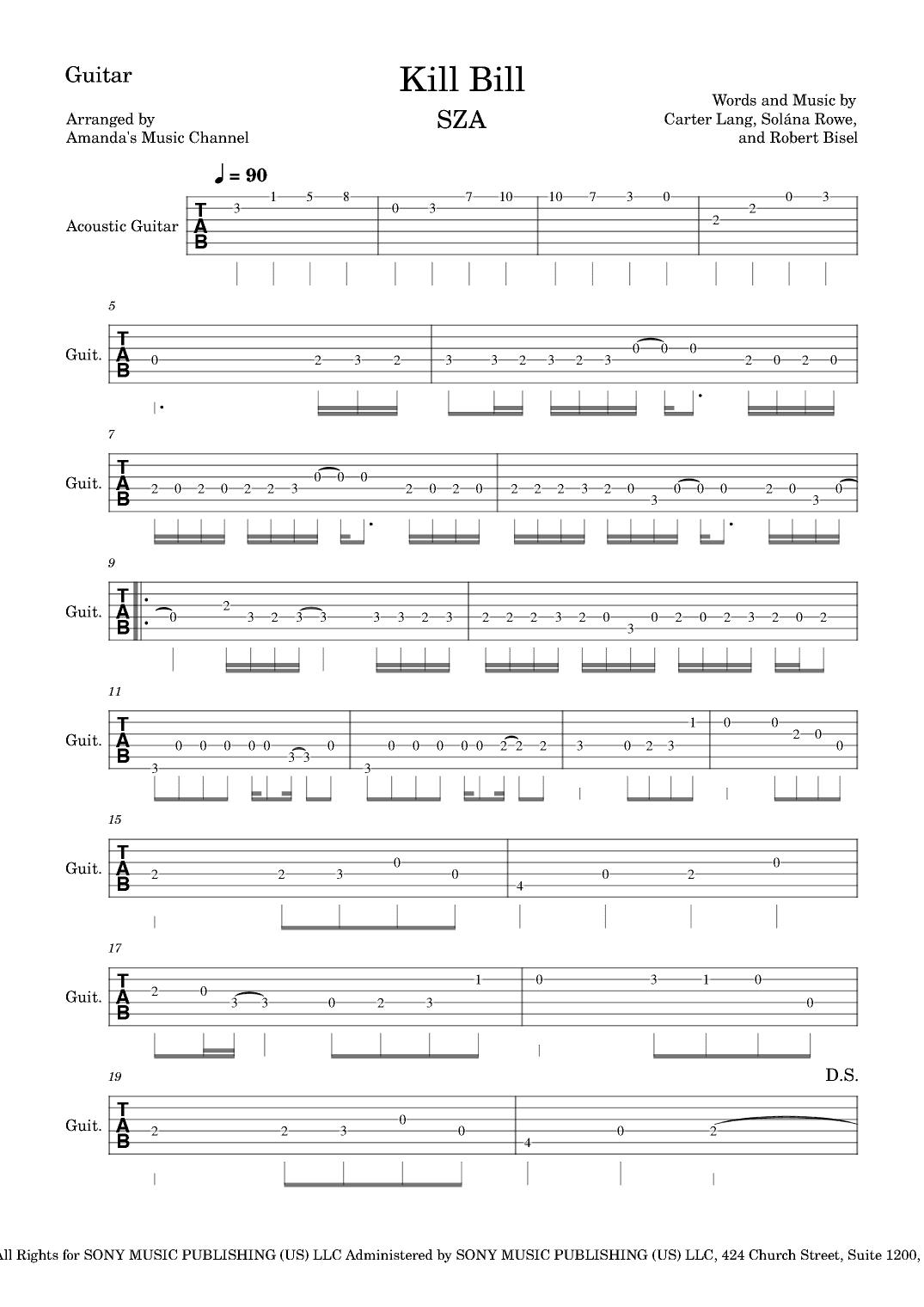 Kill Bill (arr. Amanda's Music Channel)