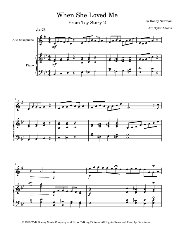 When She Loved Me (arr. Tyler Adams)