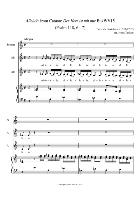 Alleluia from Der Herr ist mit mir Cantate BuxWV15 for SAA and keyboard instrument (arr. Ivana Tuskan)