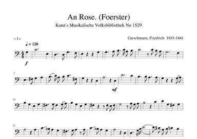 Curshmann An Rose (Foerster) aus Kun`s Musikalische Volksbibliothek No 1529 (arr. wenner)