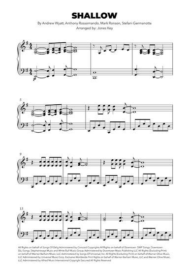 Shallow (arr. By: Jones Key)