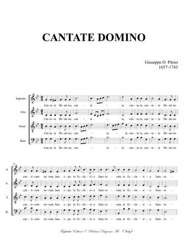CANTATE DOMINO - G.O. Pitoni - For SATB Choir (arr. Renato Tagliabue)