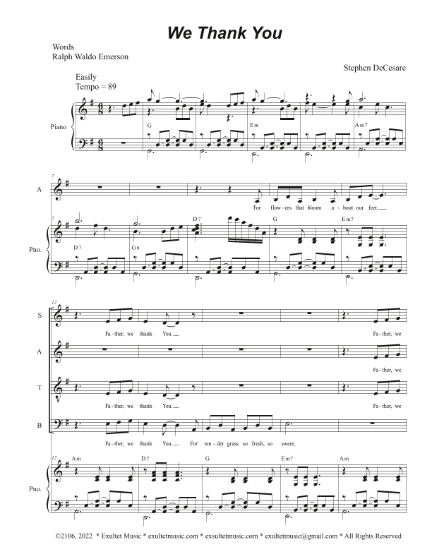 We Thank You (Vocal Quartet - (SATB)