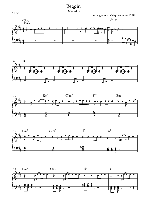 Beggin' (arr. Melquisedeque C.Silva)