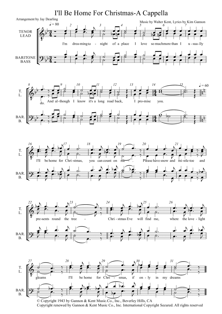 I'll Be Home For Christmas (arr. Jay Dearling)