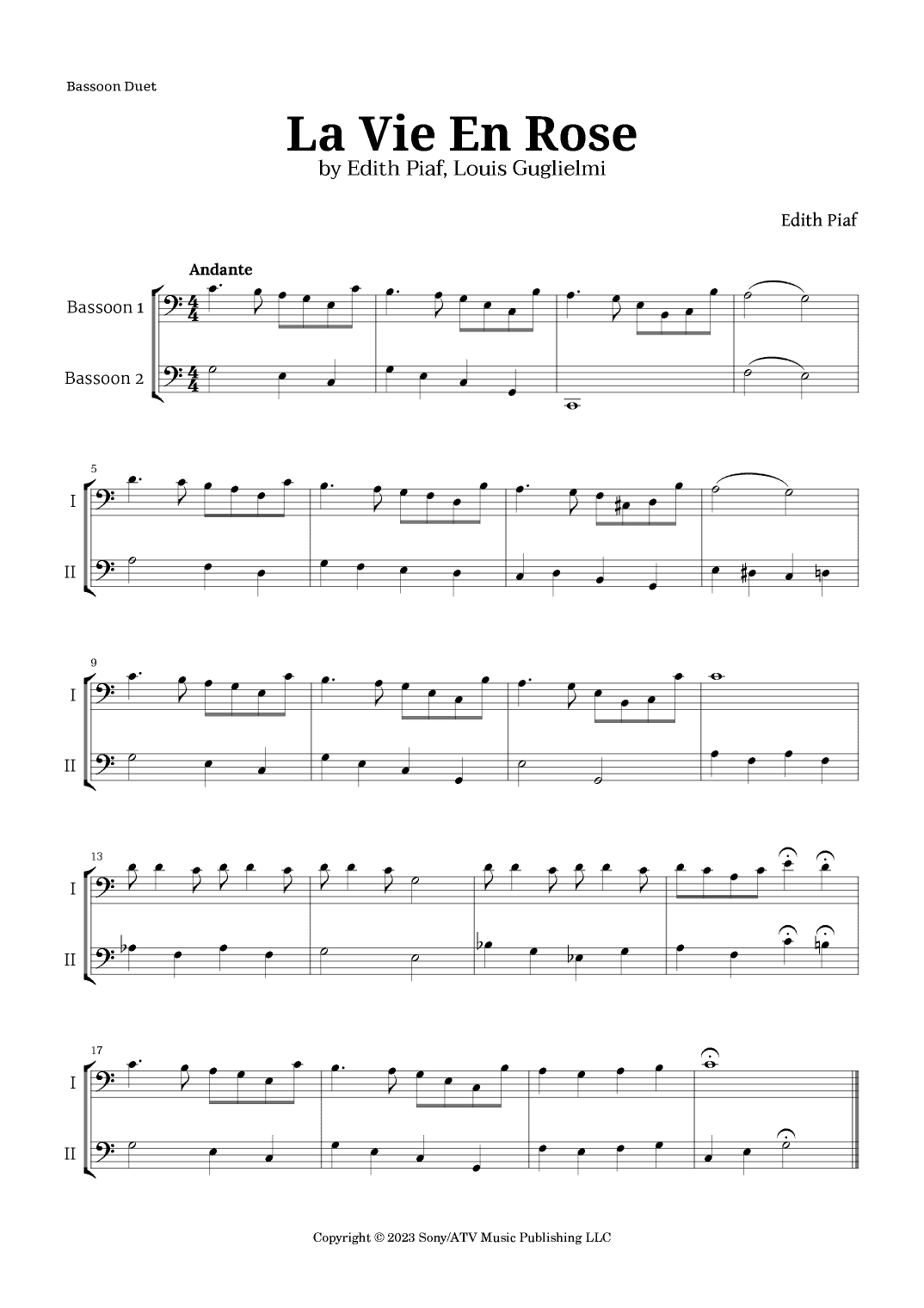 La Vie En Rose (arr. Langanho)