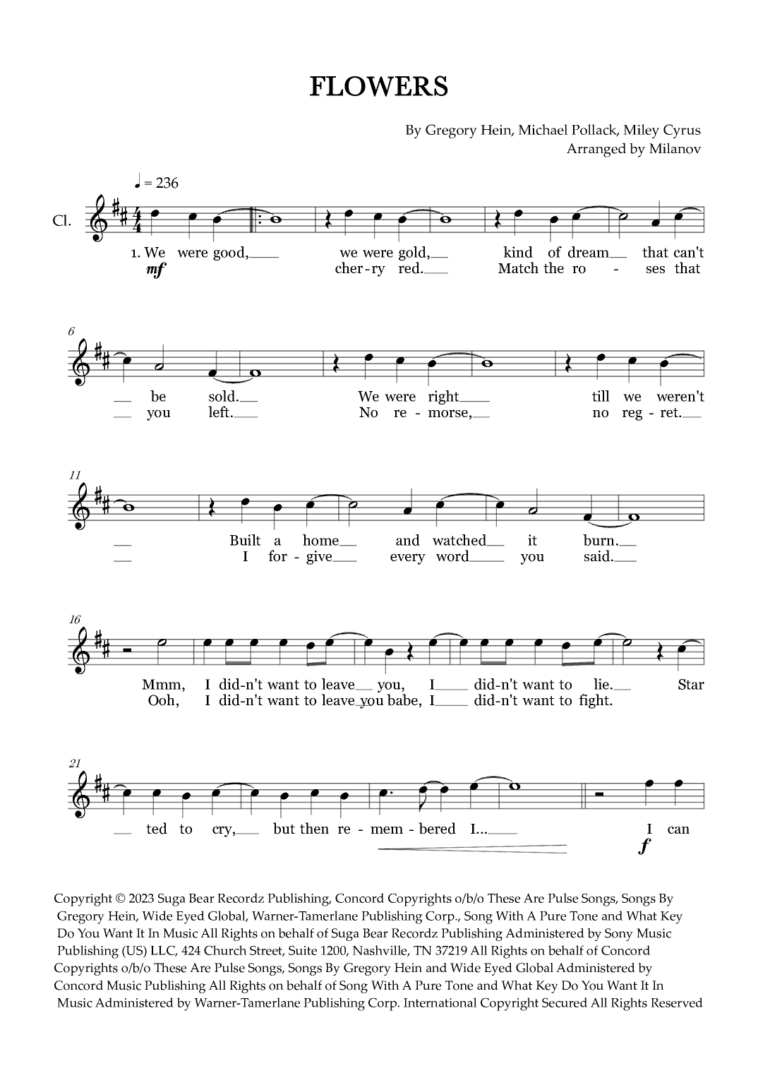 Flowers (arr. Milanov)