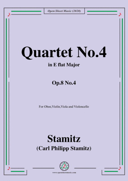 Stamitz-Quartet No.4 in E flat Major,Op.8 No.4,for Ob,Vln,Vla&VC (arr. MSM)