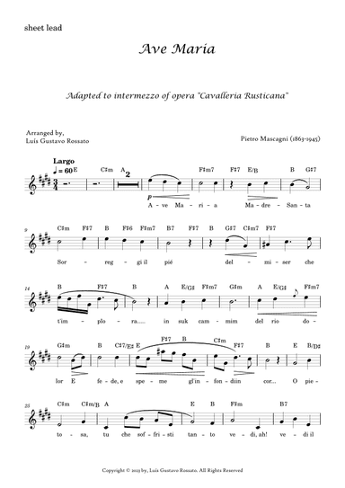 Mascagni - Ave Maria (E Major) (arr. Luís Gustavo Rossato)