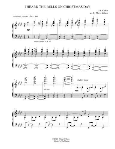 I HEARD THE BELLS ON CHRISTMAS DAY adv. piano solo (arr. Meryt Wilson)