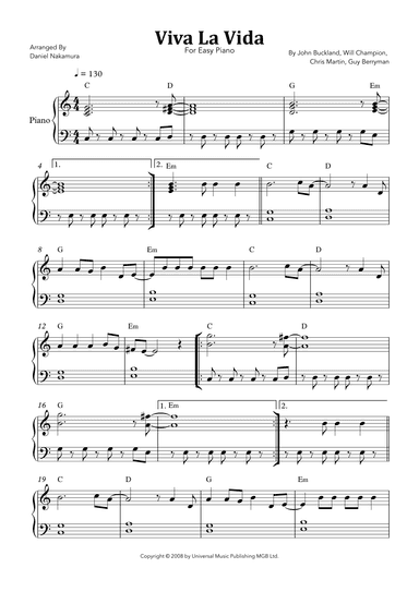 Viva La Vida (arr. Daniel Nakamura)