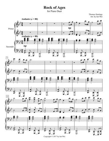 Rock of Ages for Piano Duet (arr. Ian Wei)