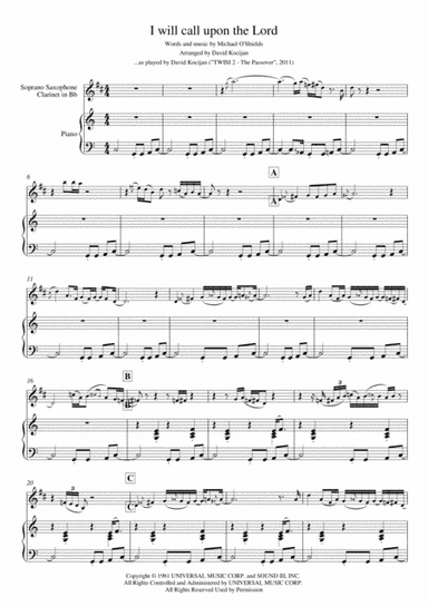 I Will Call Upon The Lord (arr. David Kocijan)