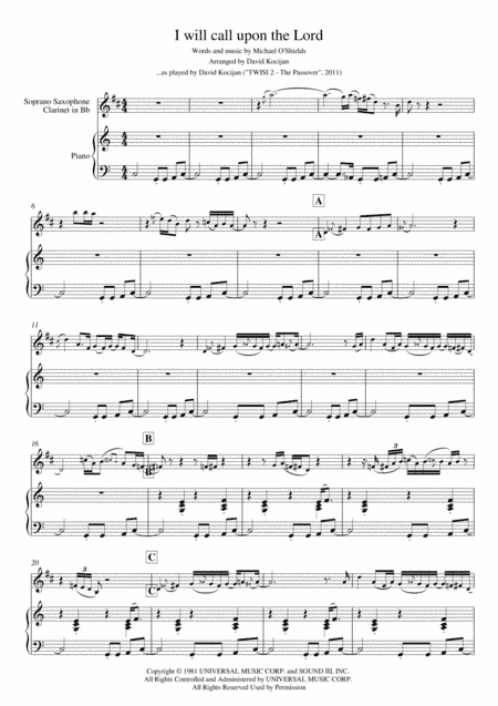 I Will Call Upon The Lord (arr. David Kocijan)