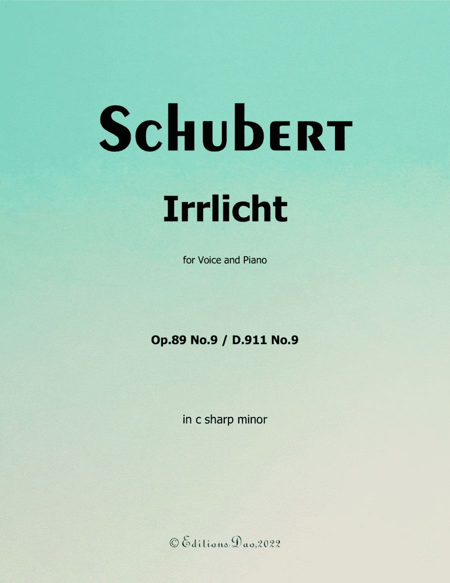 Irrlicht, by Schubert, in c sharp minor (arr. Editions Dao)
