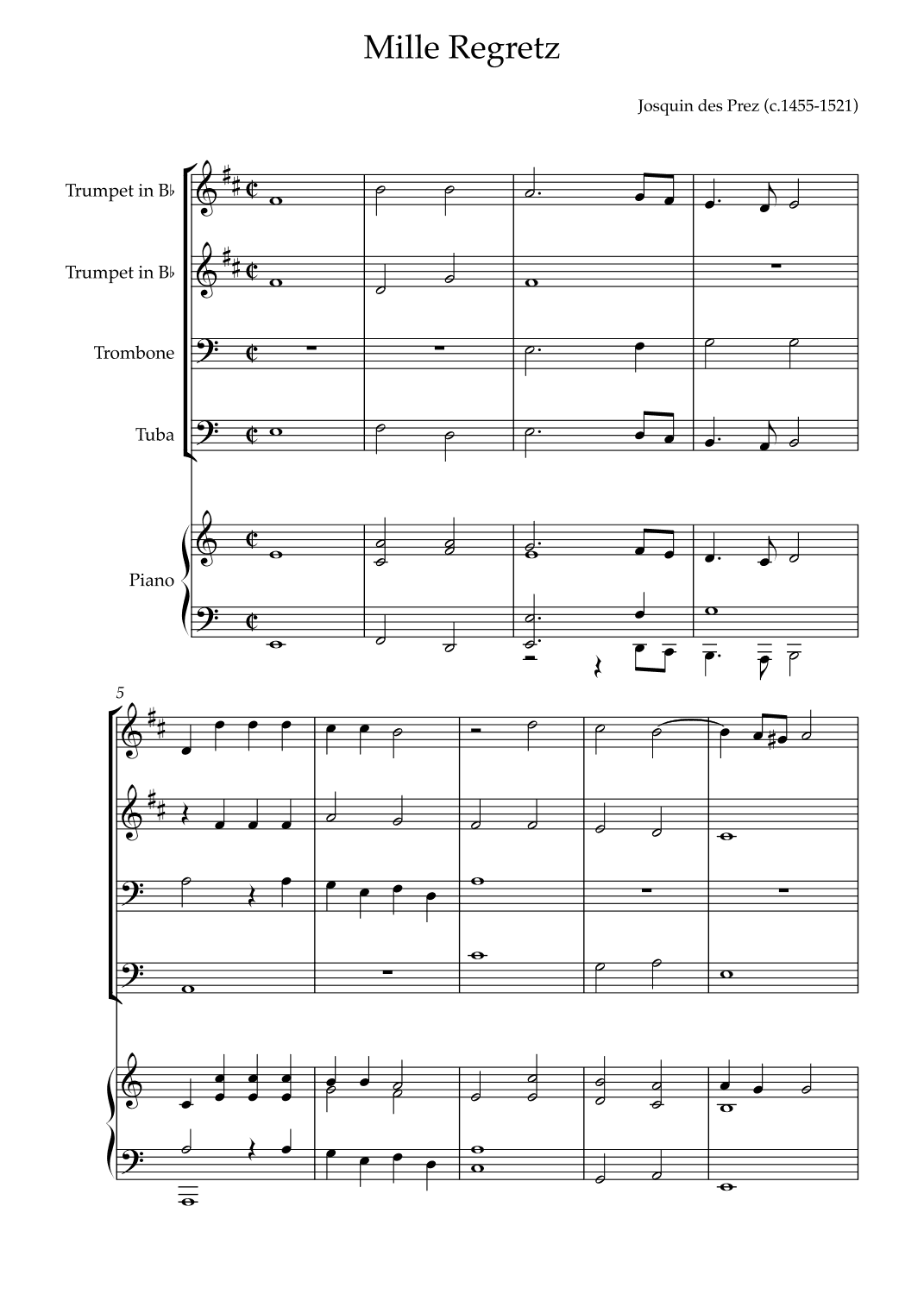 Mille Regretz (arr. Karen Gueiros)