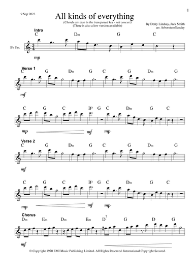All Kinds Of Everything (arr. ArboretumSunday)