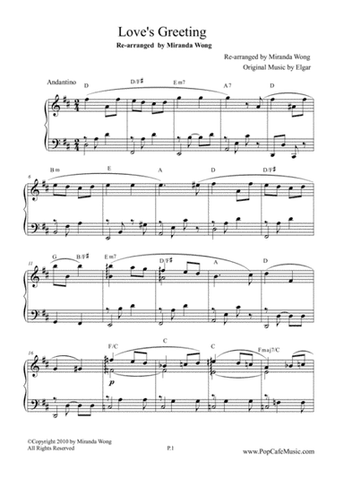 Love's Greeting (Salut d'Amour) - Romantic Piano Solo in D Key (arr. Miranda Wong)