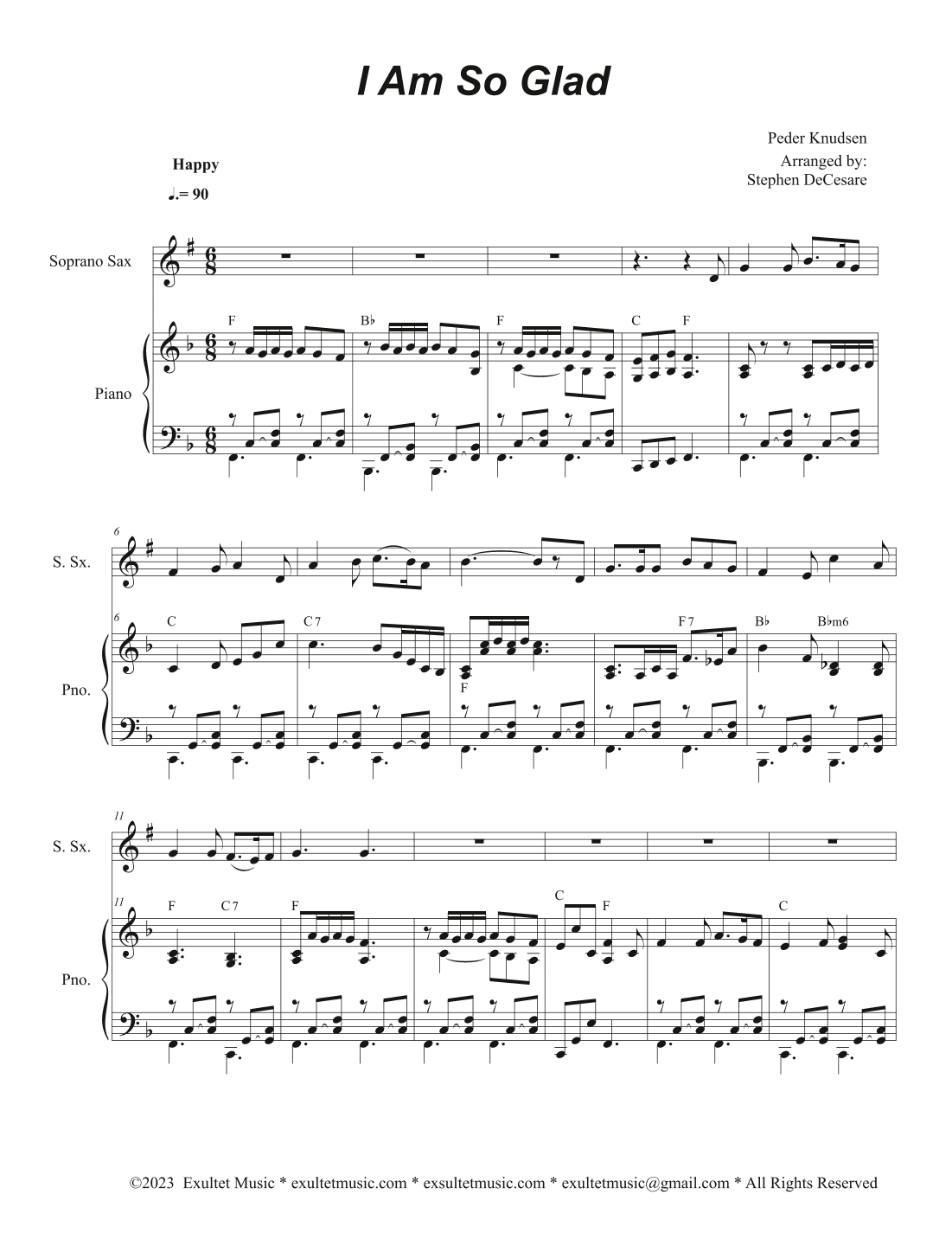 I Am So Glad (Soprano Saxophone and Piano) (arr. Stephen DeCesare)