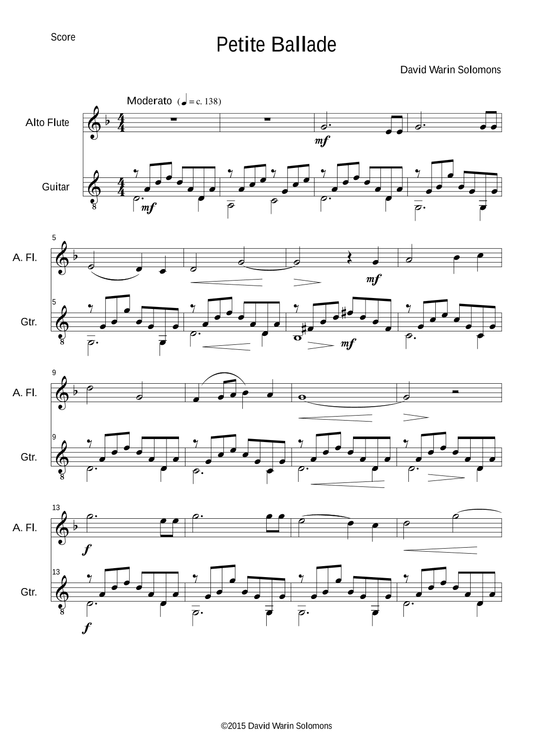 Petite Ballade for alto flute and guitar