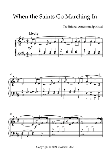 Traditional American Spiritual - When the Saints Go Marching In(With Note name) (arr. MPS)