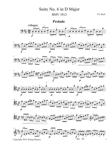 Bach, 6 Cello Suites, BMV 1012 (arr. String Masters)