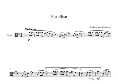 Fur Elise - Ludwig Van Beethoven (Viola) (arr. Digital Book Music)