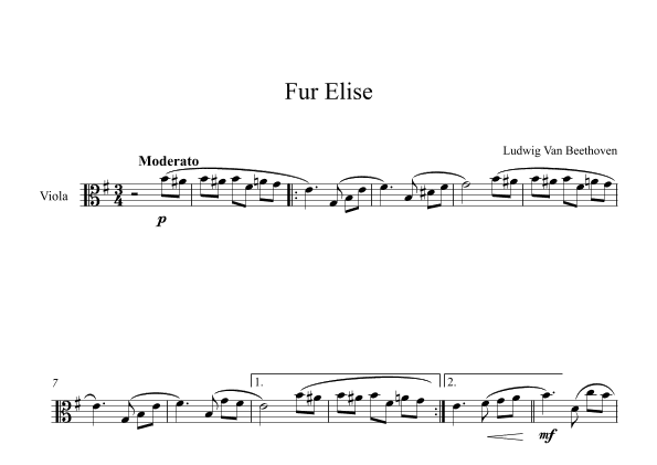 Fur Elise - Ludwig Van Beethoven (Viola) (arr. Digital Book Music)