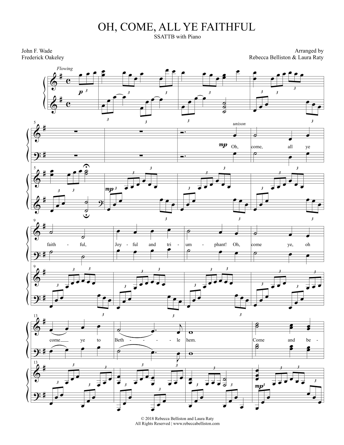 Oh, Come, All Ye Faithful (SSATTB) (arr. Laura Raty, Rebecca Belliston)
