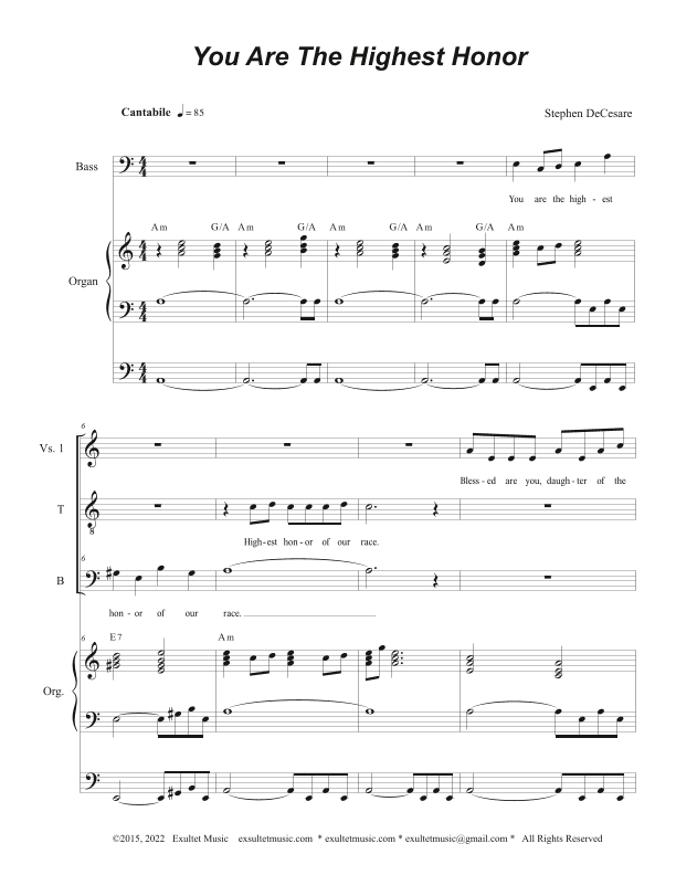 You Are The Highest Honor (2-part choir - (TB)