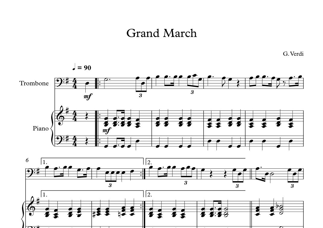 Grand March (Aida) - Giuseppe Verdi (Trombone + Piano) (arr. Digital Book Music)